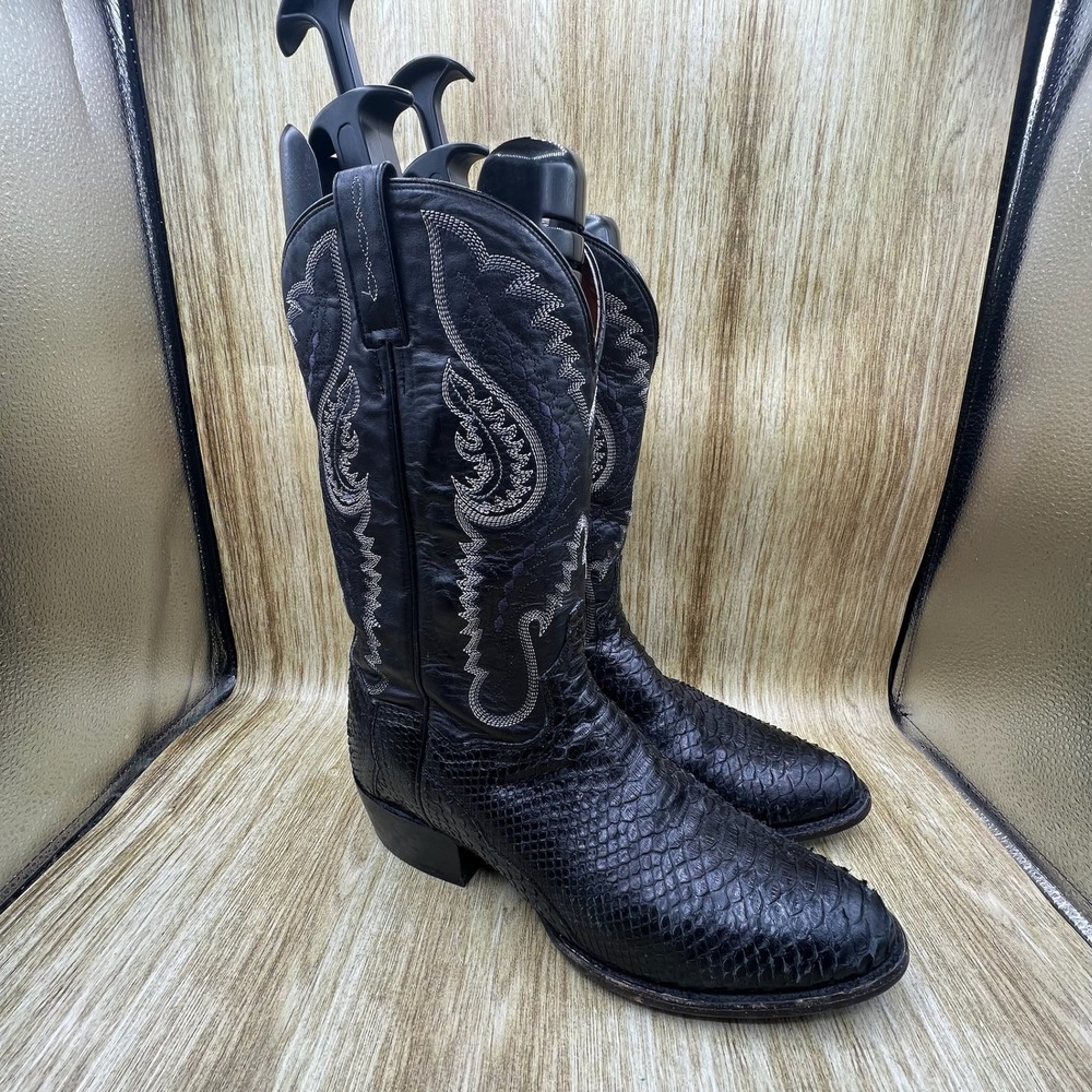 Dan Post Exotic Python Boots Men's Size 11 Ew Bla… - image 1